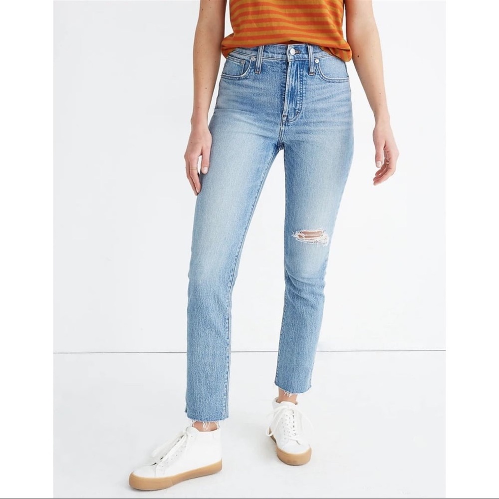 Madewell Women's The Perfect Vintage Jeans Distressed Denim Blue Size 24T